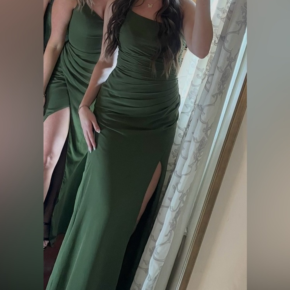 Azazie olive Green Maxi Dress